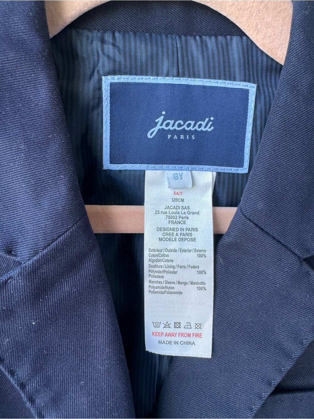 Jacadi Navy Boys' Blazer with Subtle Striped Lining